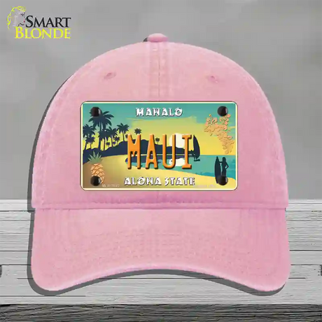 Maui Hawaii Pineapple Novelty License Plate Hat Unconstructed Cotton / Pink