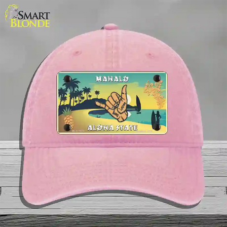 Hang Loose Hawaii Pineapple Novelty License Plate Hat Unconstructed Cotton / Pink