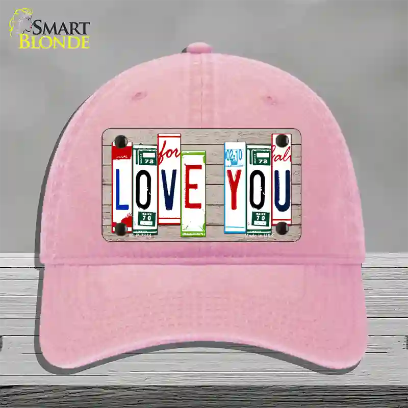 Love You License Plate Art Wood Novelty License Plate Hat Unconstructed Cotton / Pink