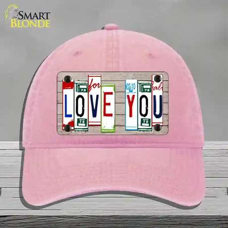 Love You License Plate Art Wood Novelty License Plate Hat Unconstructed Cotton / Pink