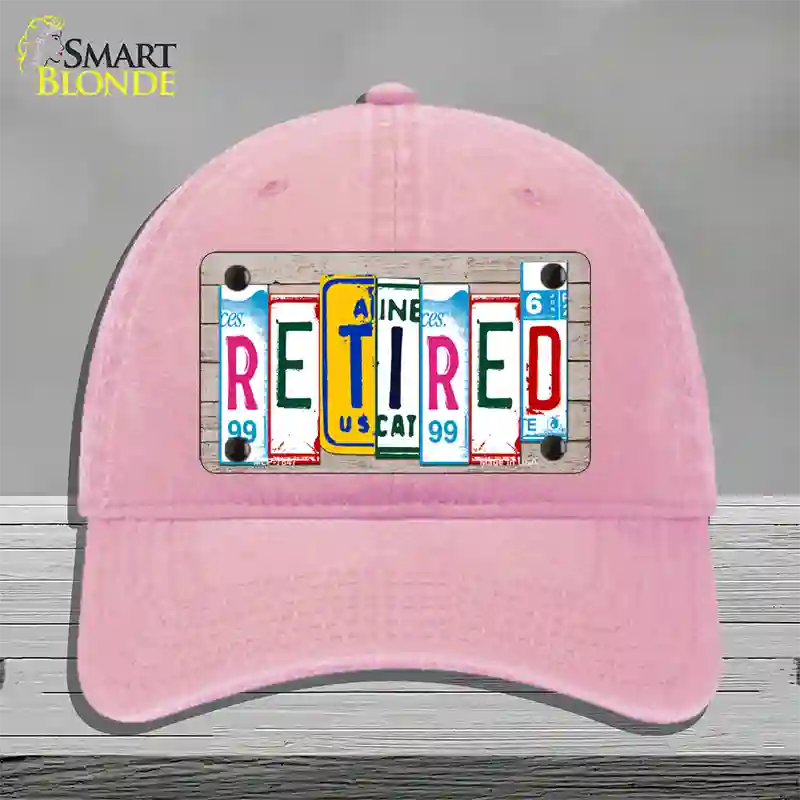 Retired License Plate Art Wood Novelty License Plate Hat Unconstructed Cotton / Pink