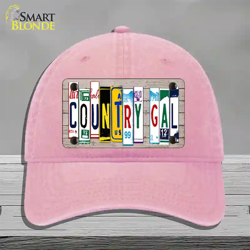 Country Gal Plate Art Novelty License Plate Hat Unconstructed Cotton / Pink