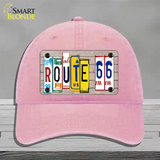 Route 66 License Plate Art Wood Novelty License Plate Hat Unconstructed Cotton / Pink