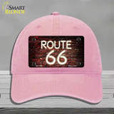 Route 66 Neon Brick Novelty License Plate Hat Unconstructed Cotton / Pink