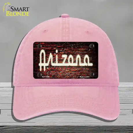 Arizona Neon Brick Novelty License Plate Hat Unconstructed Cotton / Pink