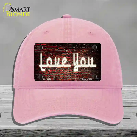 Love You On Brick Wall Novelty License Plate Hat Unconstructed Cotton / Pink