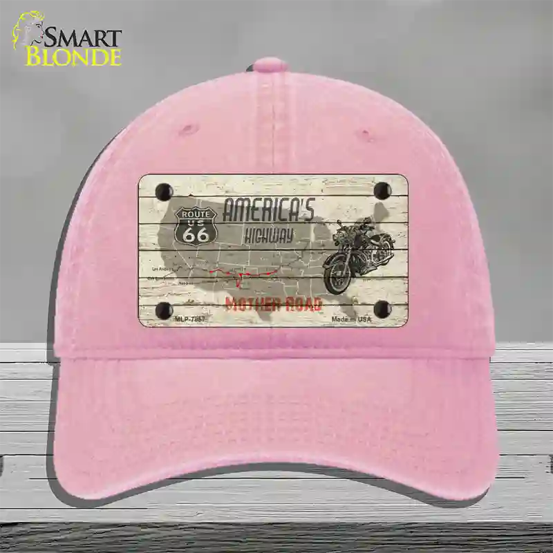 Americas Highway Route 66 Novelty License Plate Hat Unconstructed Cotton / Pink