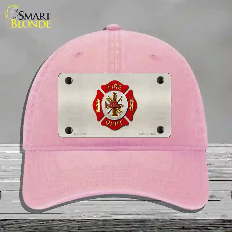 Fire Department Novelty License Plate Hat Unconstructed Cotton / Pink