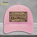 Id Rather Be Quilting Novelty License Plate Hat Unconstructed Cotton / Pink