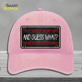 Bitch In My GPS Novelty License Plate Hat Unconstructed Cotton / Pink