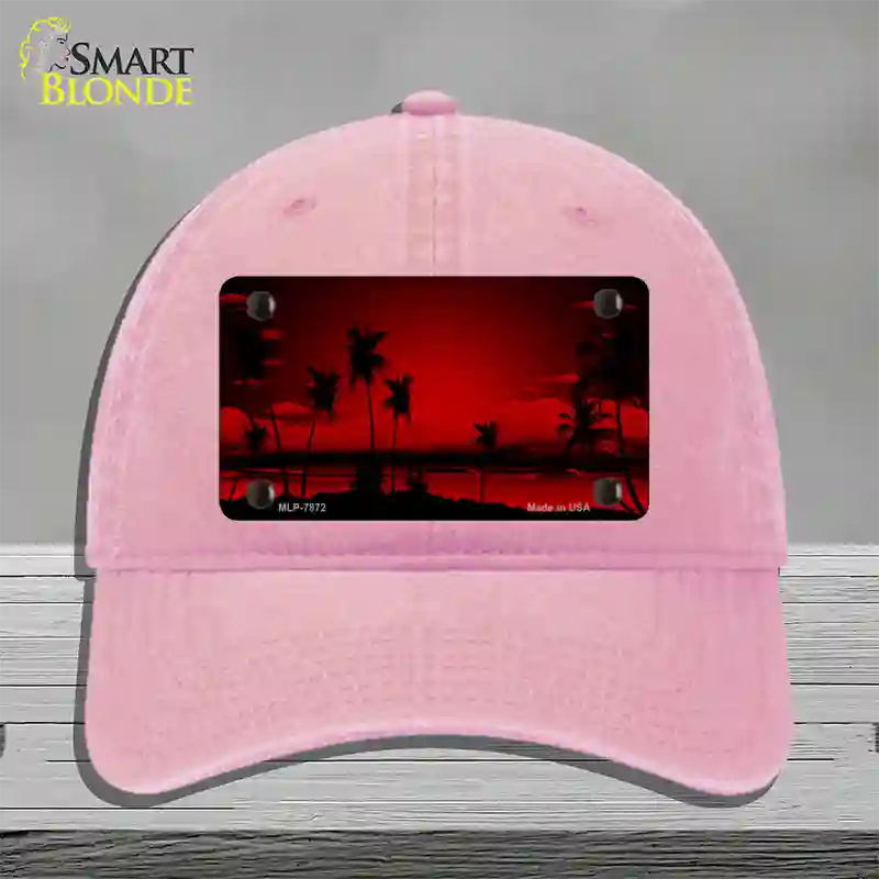 Sunset Red Novelty License Plate Hat Unconstructed Cotton / Pink