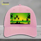 Sunset Yellow Green Novelty License Plate Hat Unconstructed Cotton / Pink