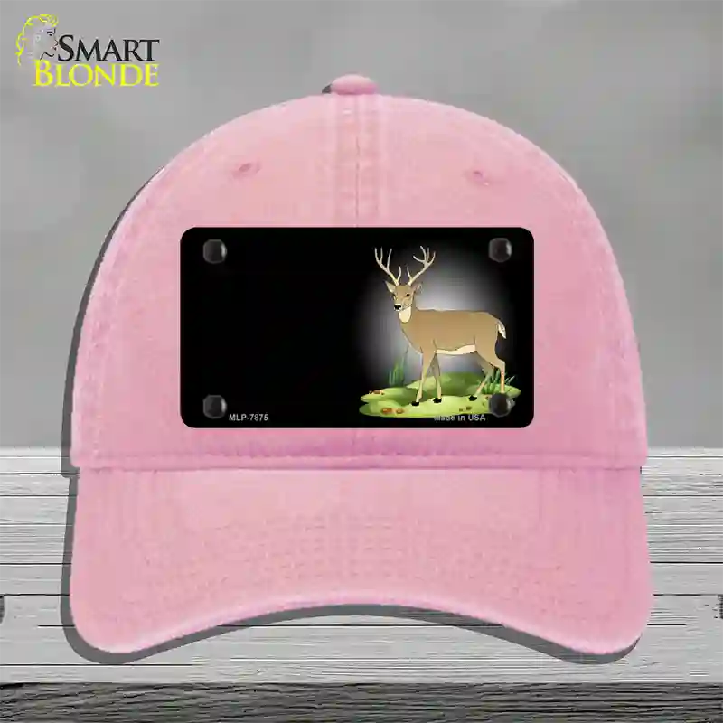 Deer Offset Novelty License Plate Hat Unconstructed Cotton / Pink