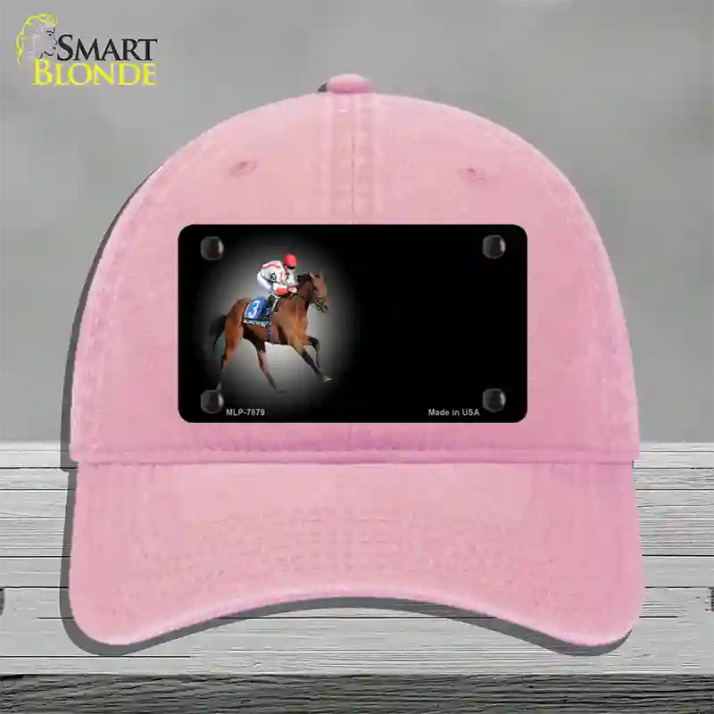 Horse Racing Offset Novelty License Plate Hat Unconstructed Cotton / Pink