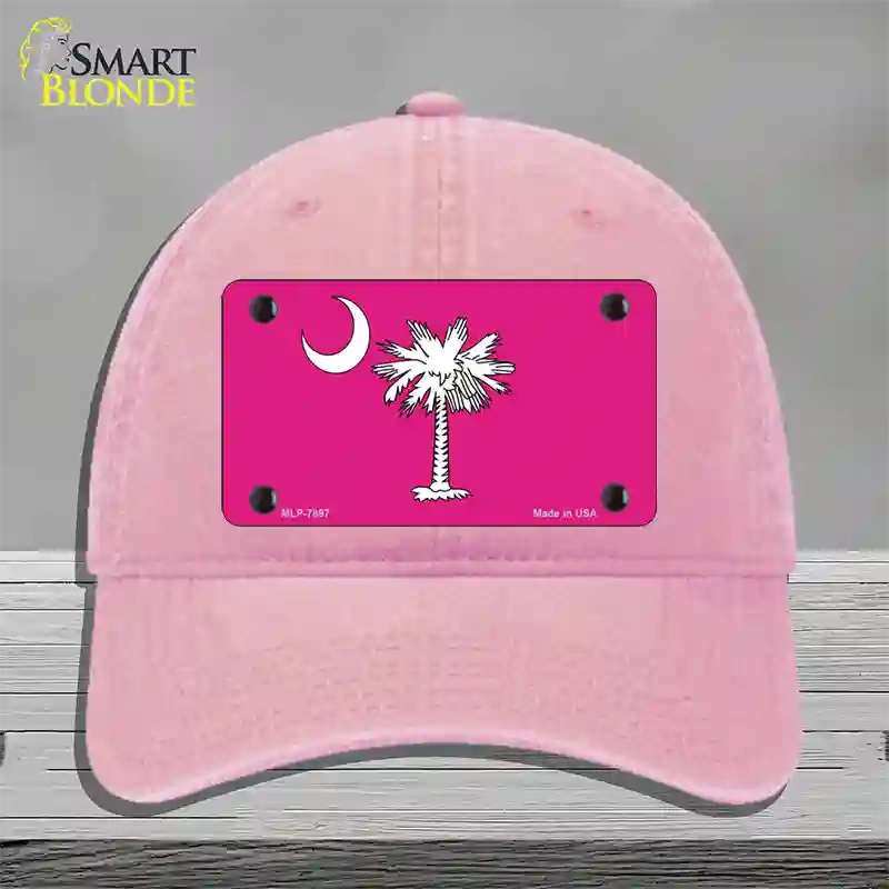 South Carolina Flag Pink Novelty License Plate Hat Unconstructed Cotton / Pink