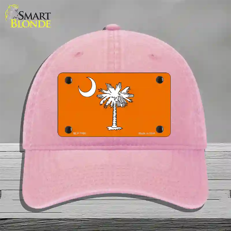 South Carolina Flag Orange Novelty License Plate Hat Unconstructed Cotton / Pink