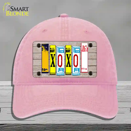 XOXO License Plate Art Novelty License Plate Hat Unconstructed Cotton / Pink