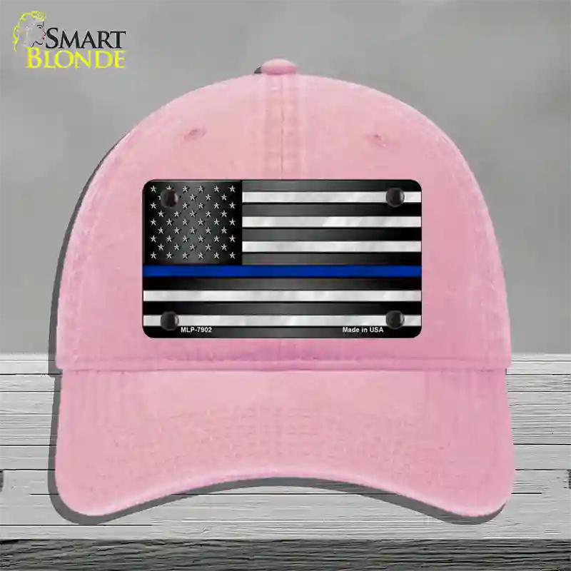 American Flag Thin Blue Line Novelty License Plate Hat Unconstructed Cotton / Pink