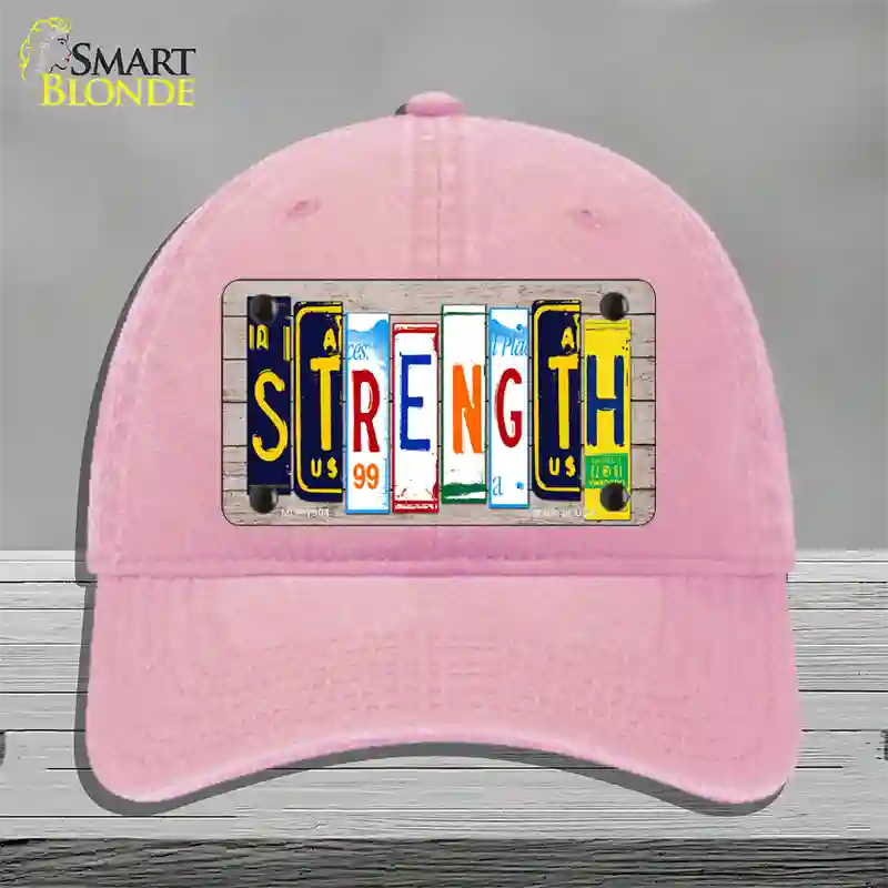 Strength Wood License Plate Art Novelty License Plate Hat Unconstructed Cotton / Pink