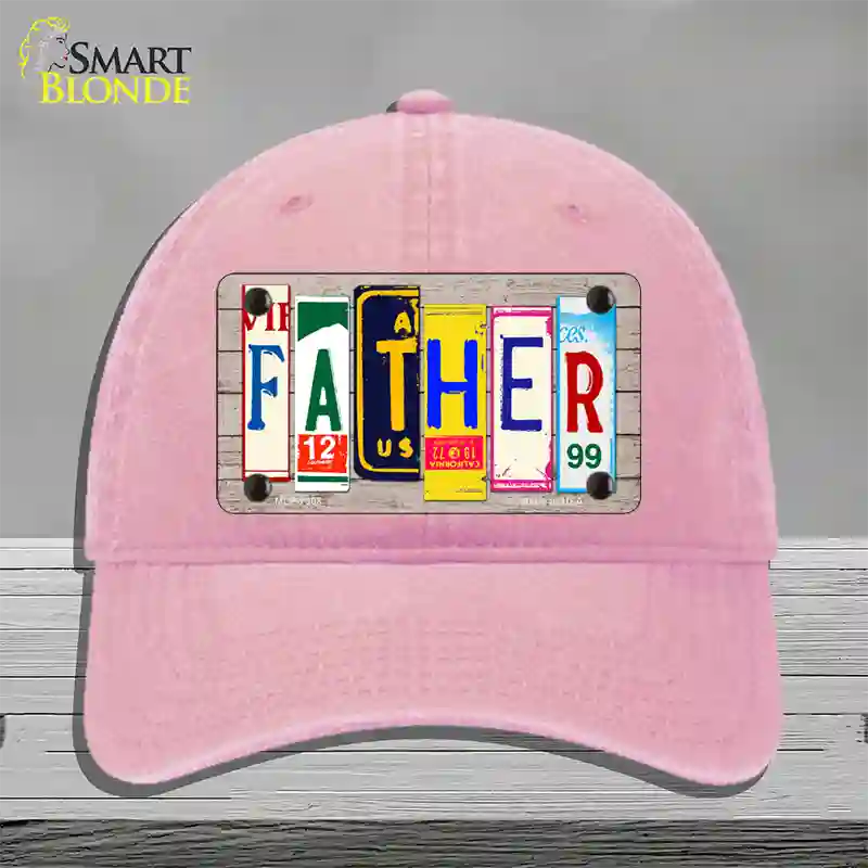 Father Wood License Plate Art Novelty License Plate Hat Unconstructed Cotton / Pink