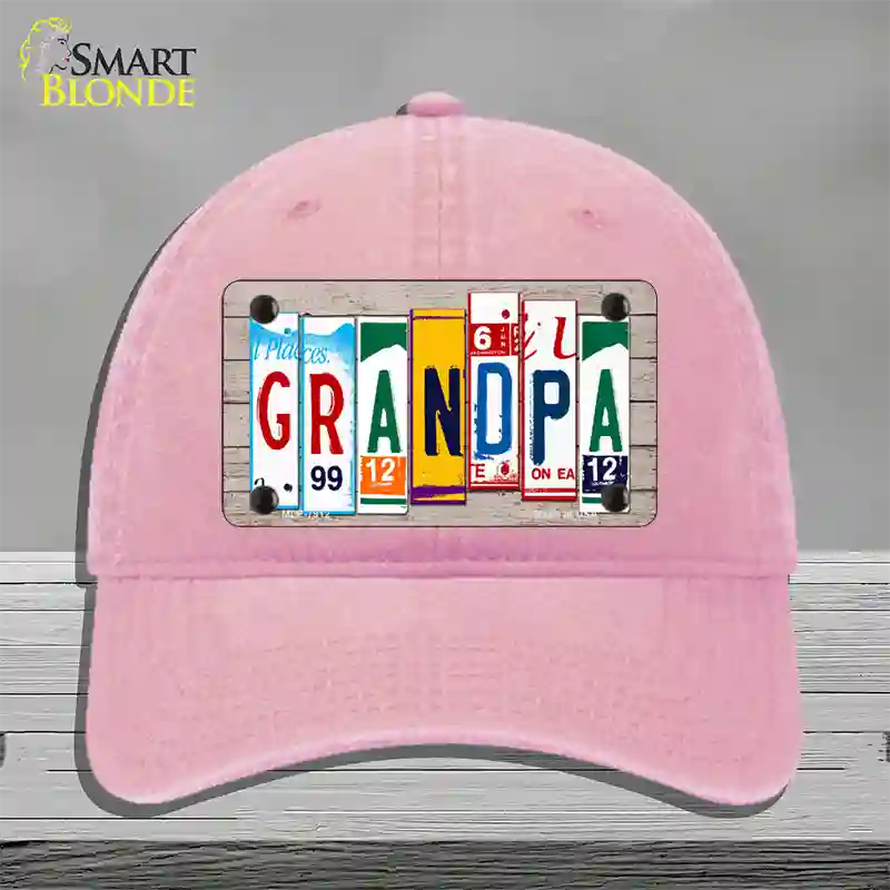 Grandpa Wood License Plate Art Novelty License Plate Hat Unconstructed Cotton / Pink