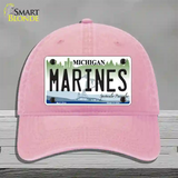 Marines Michigan Novelty License Plate Hat Unconstructed Cotton / Pink