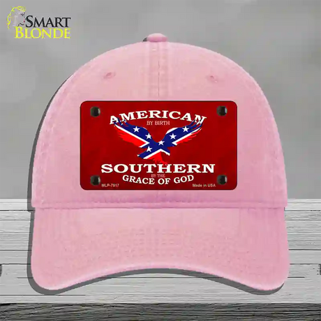 American By Birth Novelty License Plate Hat Unconstructed Cotton / Pink