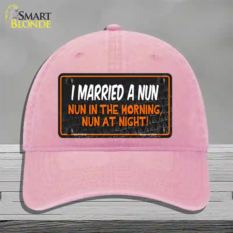 I Married A Nun Novelty License Plate Hat Unconstructed Cotton / Pink