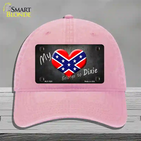 Heart Belongs To Dixie Novelty License Plate Hat Unconstructed Cotton / Pink