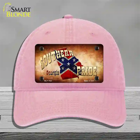 Southern Pride Georgia Novelty License Plate Hat Unconstructed Cotton / Pink