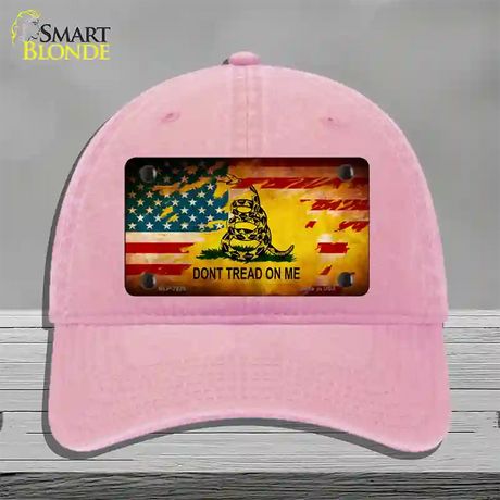 Dont Tread On Me US Flag Novelty License Plate Hat Unconstructed Cotton / Pink