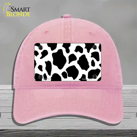 Cow Print Novelty License Plate Hat Unconstructed Cotton / Pink