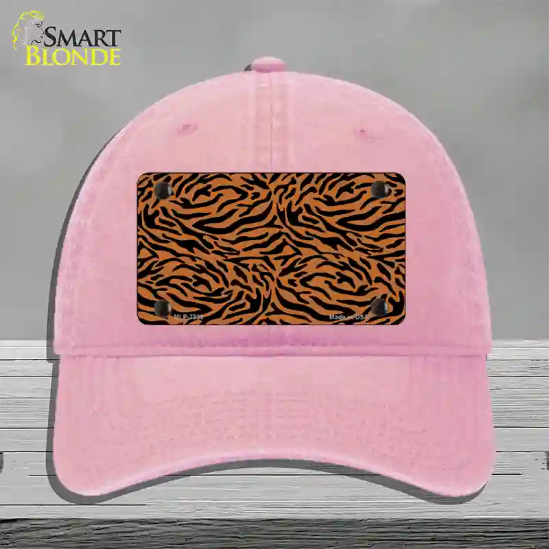 Tiger Print Novelty License Plate Hat Unconstructed Cotton / Pink