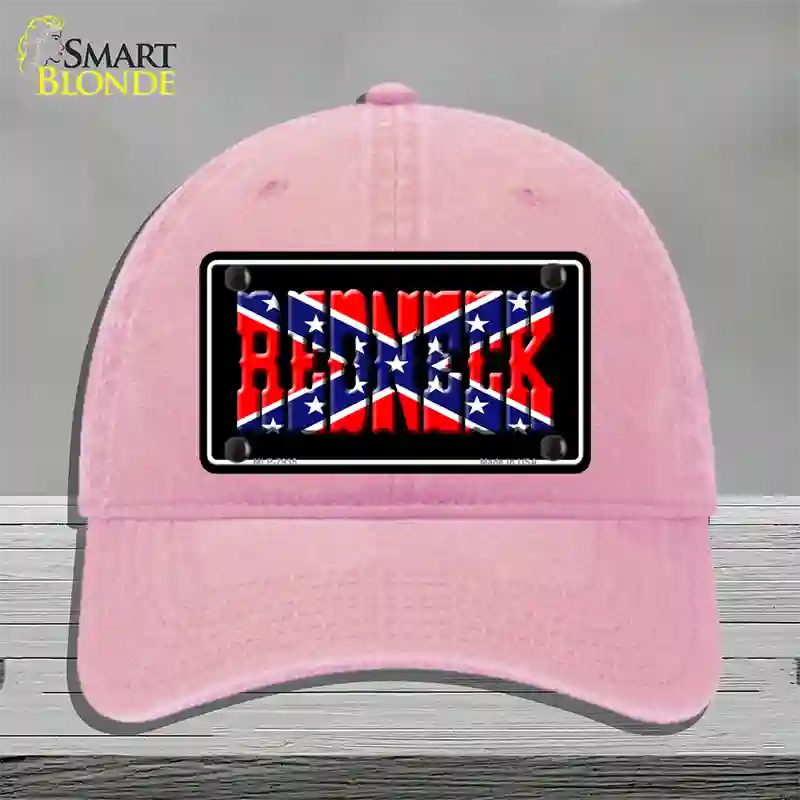 Redneck Confederate Flag Black Novelty License Plate Hat Unconstructed Cotton / Pink