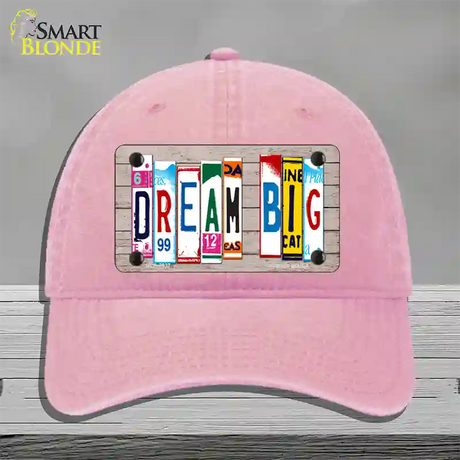 Dream Big Wood License Plate Art Novelty License Plate Hat Unconstructed Cotton / Pink