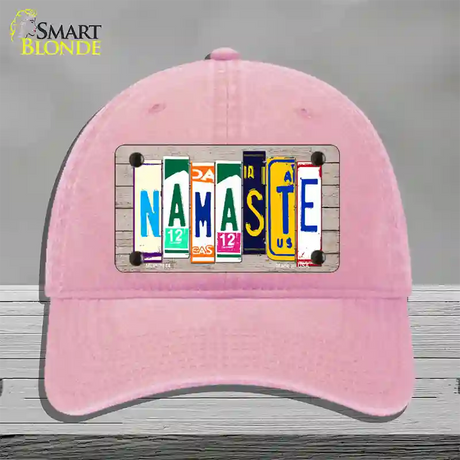 Namaste Wood License Plate Art Novelty License Plate Hat Unconstructed Cotton / Pink