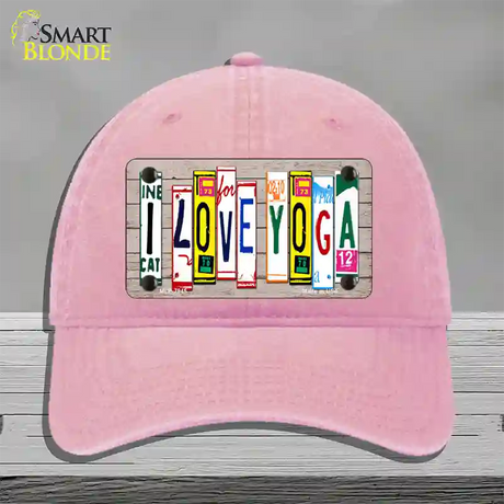 I Love Yoga Wood License Plate Art Novelty License Plate Hat Unconstructed Cotton / Pink