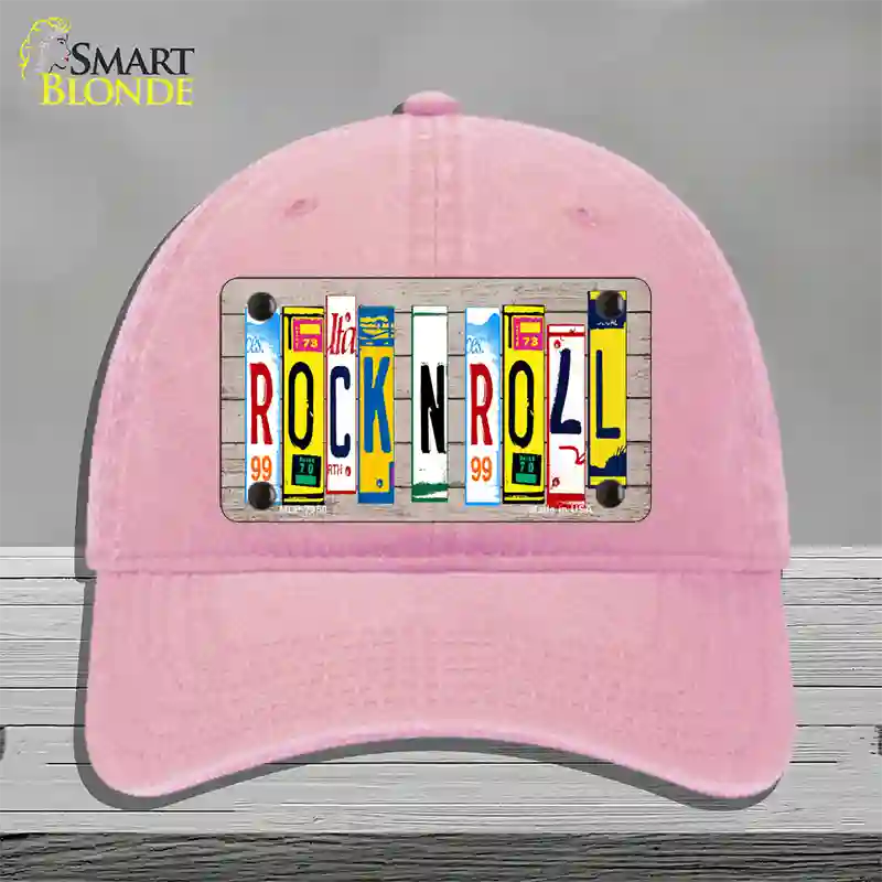 Rock N Roll Wood License Plate Art Novelty License Plate Hat Unconstructed Cotton / Pink