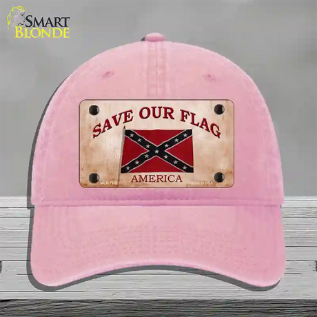 Save Our Flag Confederate Novelty License Plate Hat Unconstructed Cotton / Pink