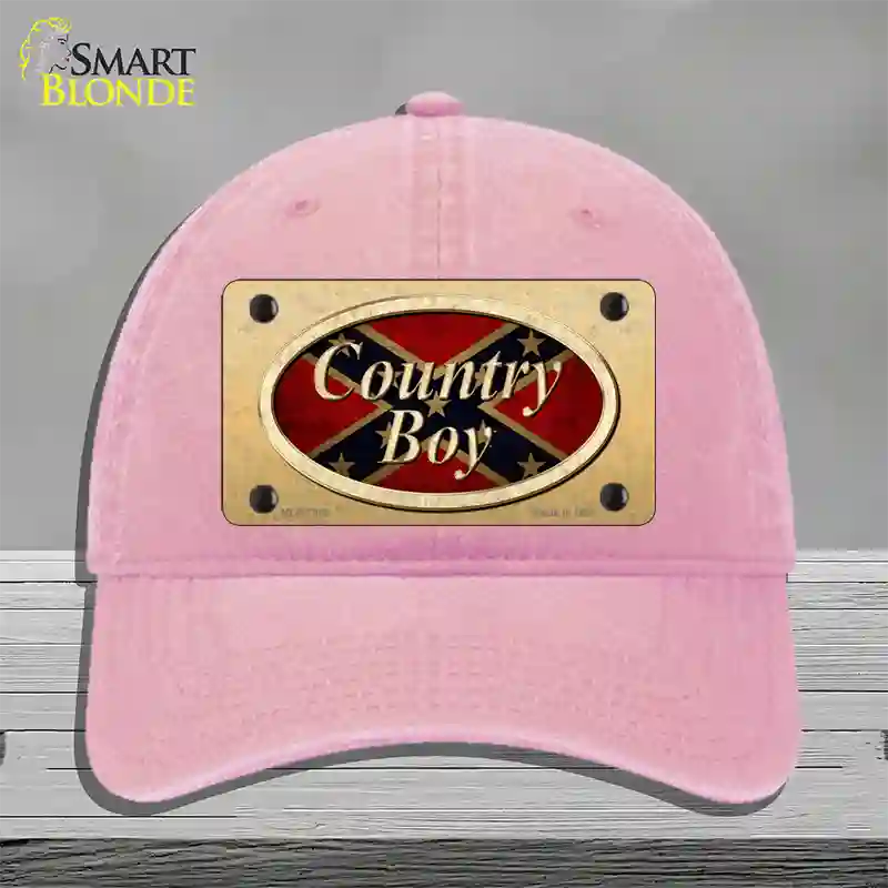 Country Boy Confederate Novelty License Plate Hat Unconstructed Cotton / Pink