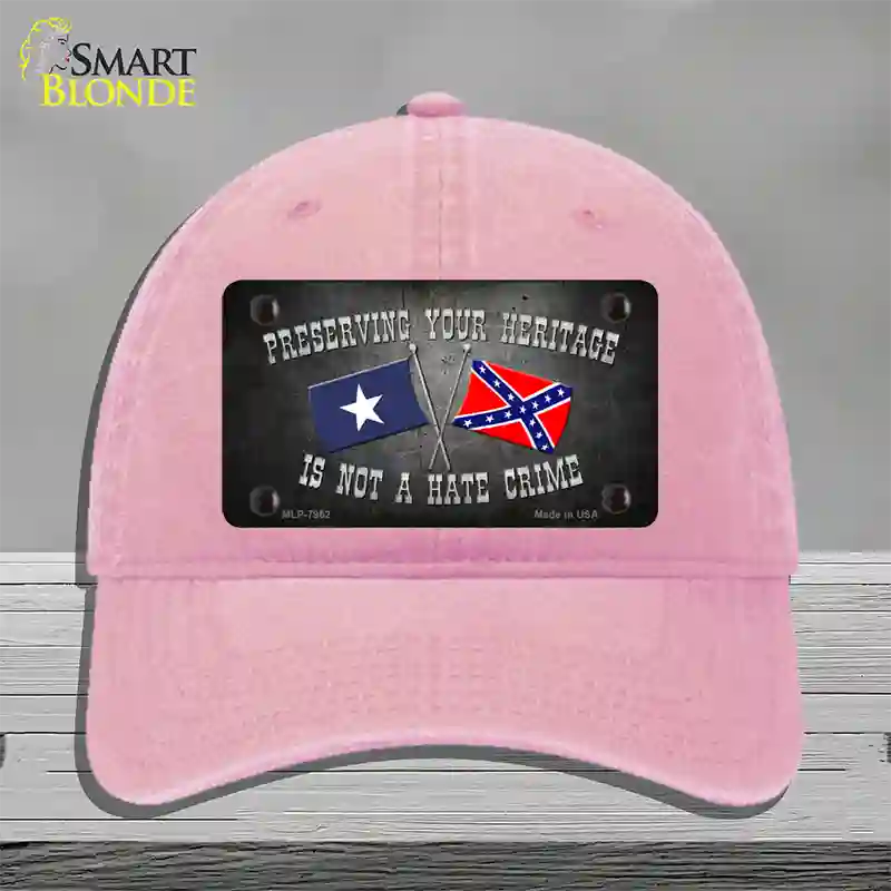 Preserving Heritage Not A Crime Novelty License Plate Hat Unconstructed Cotton / Pink