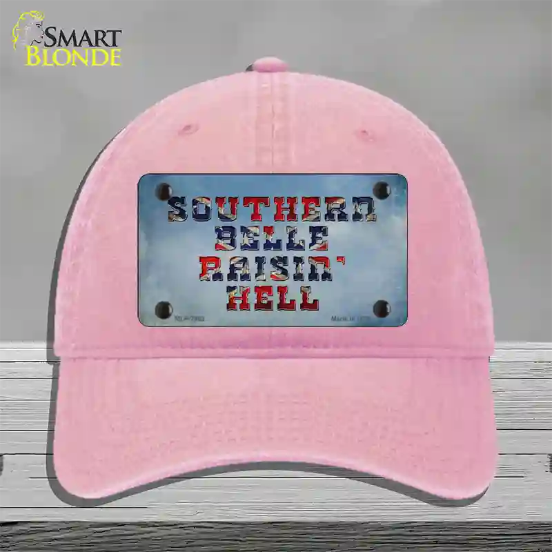 Southern Bell Raisin Hell Novelty License Plate Hat Unconstructed Cotton / Pink