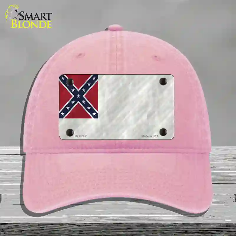 Second Confederate Flag Novelty License Plate Hat Unconstructed Cotton / Pink