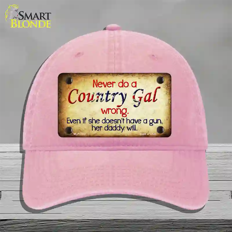 Country Gal Wrong Novelty License Plate Hat Unconstructed Cotton / Pink