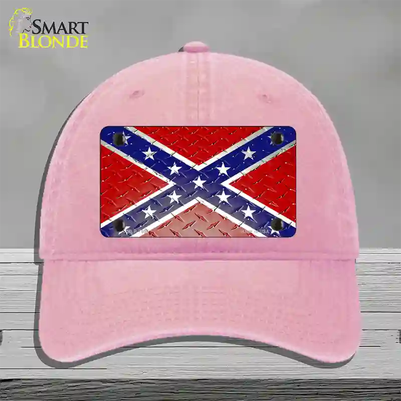 Confederate Flag Diamond Novelty License Plate Hat Unconstructed Cotton / Pink