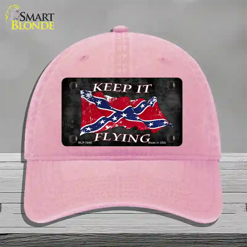 Confederate Keep It Flying Novelty License Plate Hat Unconstructed Cotton / Pink