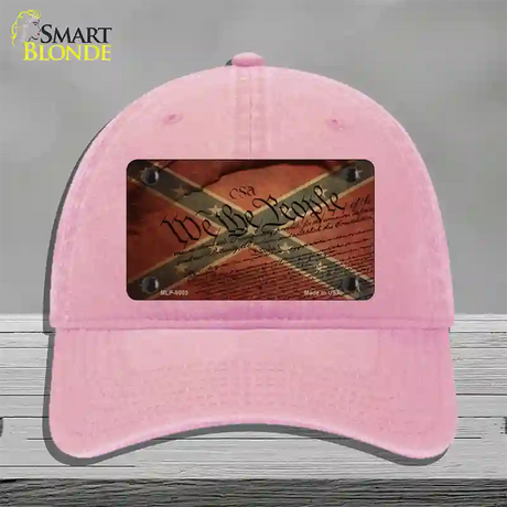 We The People Confederate Novelty License Plate Hat Unconstructed Cotton / Pink