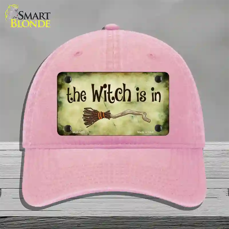 The Witch Is In Novelty License Plate Hat Unconstructed Cotton / Pink