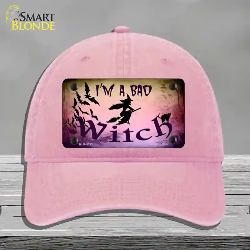 Im A Bad Witch Novelty License Plate Hat Unconstructed Cotton / Pink