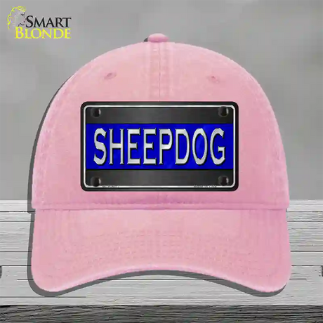 Sheepdog Thin Blue Line Novelty License Plate Hat Unconstructed Cotton / Pink